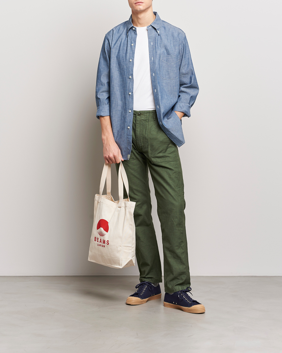 Herr | Skjortor | orSlow | Denim Button Down Shirt Light Blue