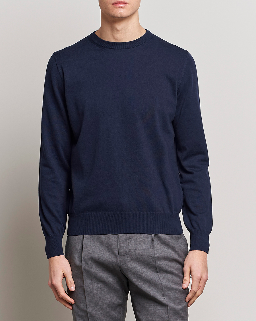 Herr | Business & Beyond | Canali | Cotton Crew Neck Pullover Navy