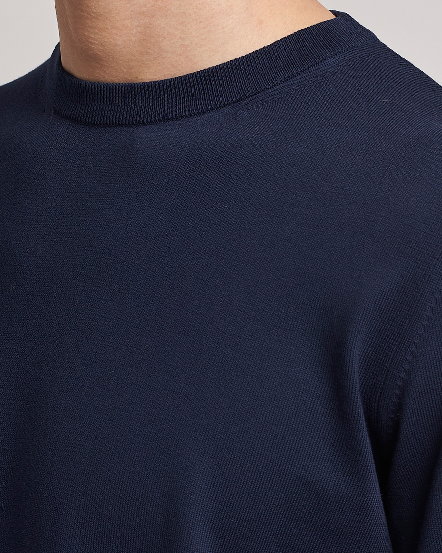Herr | Tröjor | Canali | Cotton Crew Neck Pullover Navy