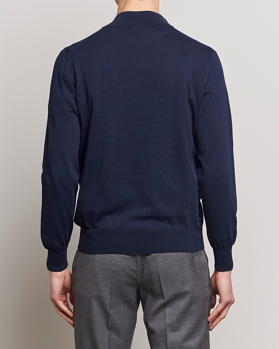 Herr | Tröjor | Canali | Cotton Half Zip Sweater Navy