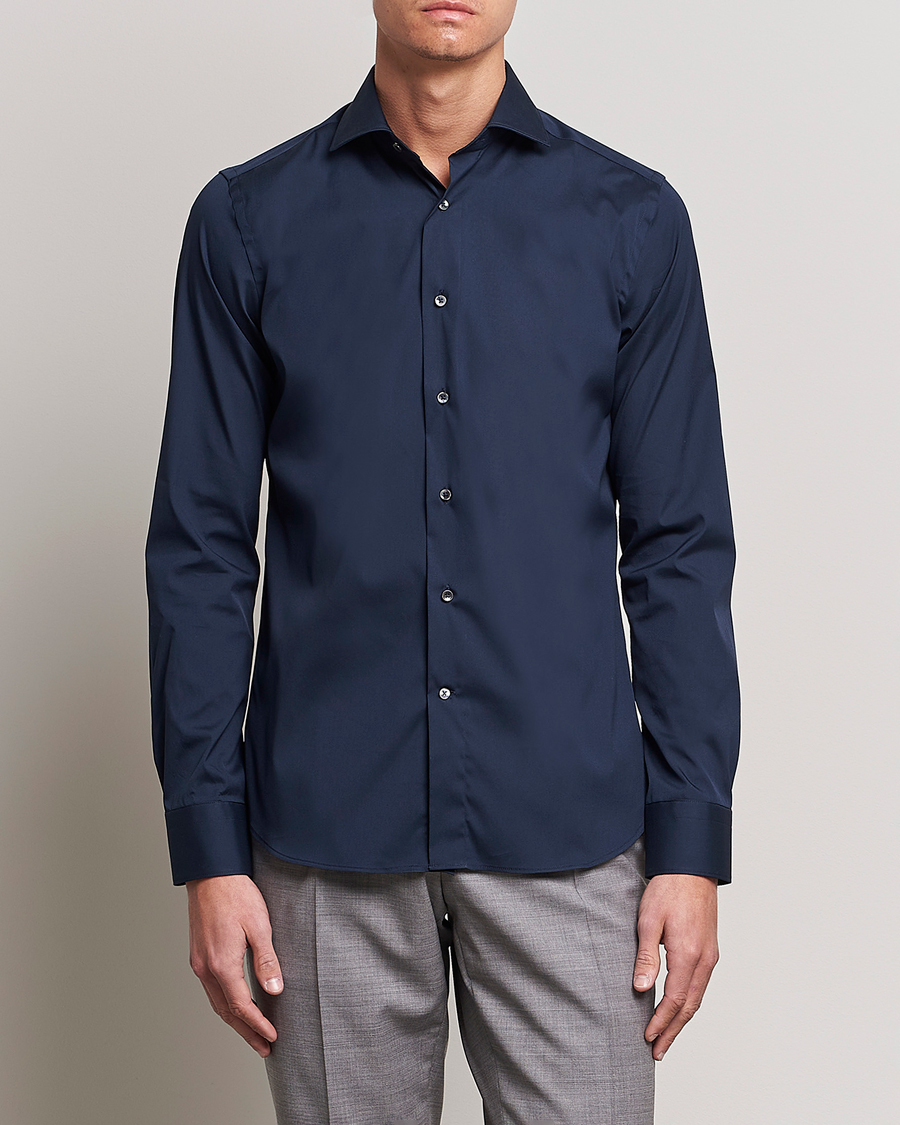 Herr | Canali | Canali | Slim Fit Cotton/Stretch Shirt Navy