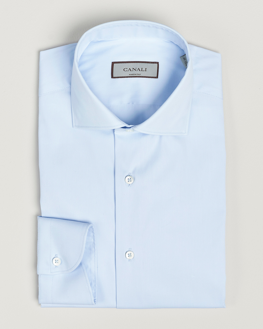 Herr | Skjortor | Canali | Slim Fit Cotton/Stretch Shirt Light Blue