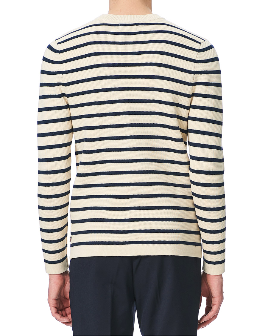 Herr | Tröjor | Lexington | Martin Full Milano Striped Sweater White/Blue