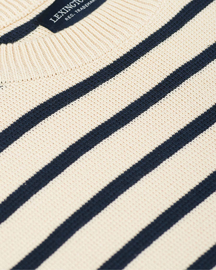 Herr | Tröjor | Lexington | Martin Full Milano Striped Sweater White/Blue