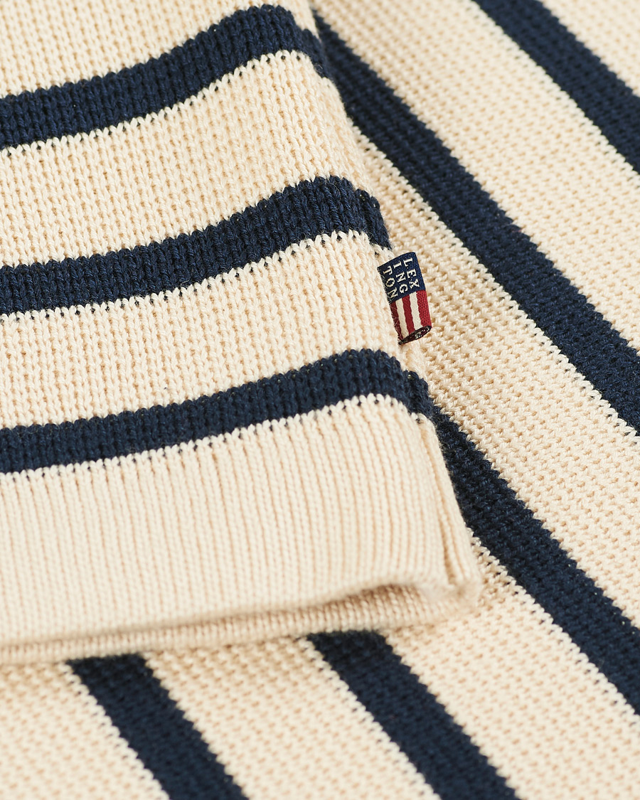 Herr | Tröjor | Lexington | Martin Full Milano Striped Sweater White/Blue