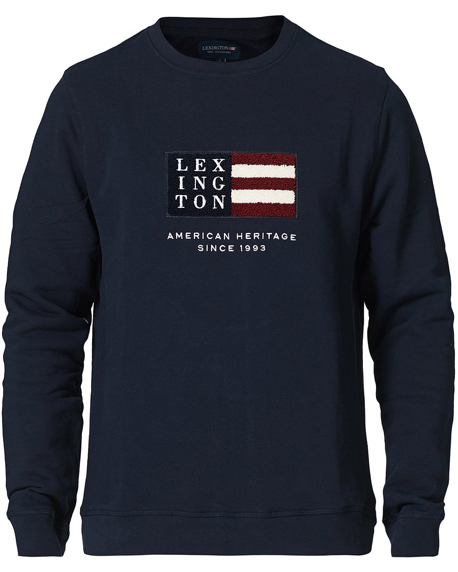 Herr | Tröjor | Lexington | Barry Cotton Flag Sweatshirt Dark Blue