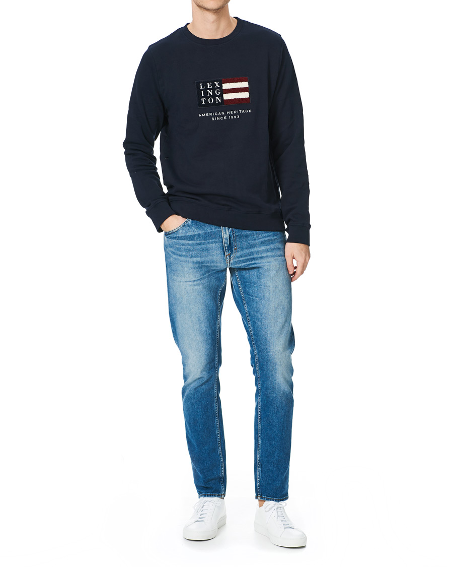 Herr | Tröjor | Lexington | Barry Cotton Flag Sweatshirt Dark Blue