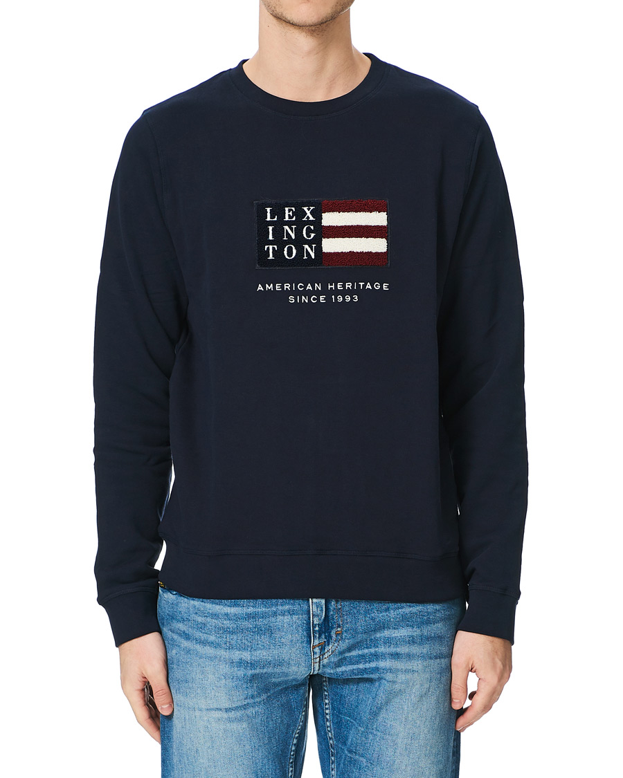 Herr | Tröjor | Lexington | Barry Cotton Flag Sweatshirt Dark Blue