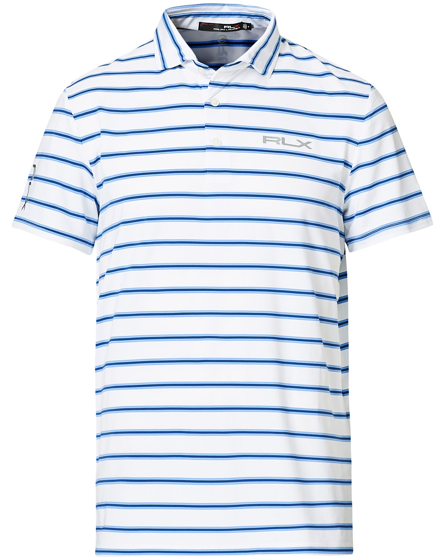 Herr | Pikéer | RLX Ralph Lauren | Airflow Stripe Polo Pure White/Blue
