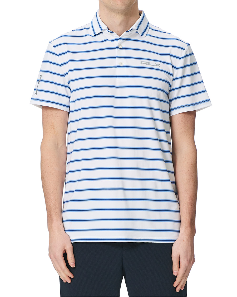 Herr | Pikéer | RLX Ralph Lauren | Airflow Stripe Polo Pure White/Blue