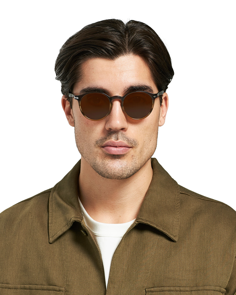 Herr | Persol PO3171S Sunglasses Striped Brown | Persol | PO3171S Sunglasses Striped Brown