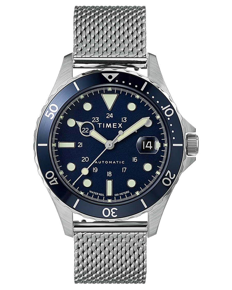 Herr | Timex Navi XL Automatic 41mm Steel/Blue Dial | Timex | Navi XL Automatic 41mm Steel/Blue Dial