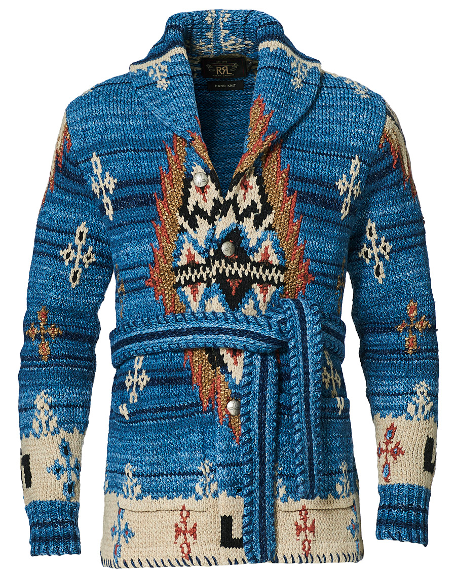 Herr | Tröjor | RRL | Ranch Belted Shawl Cardigan Indigo/Cream
