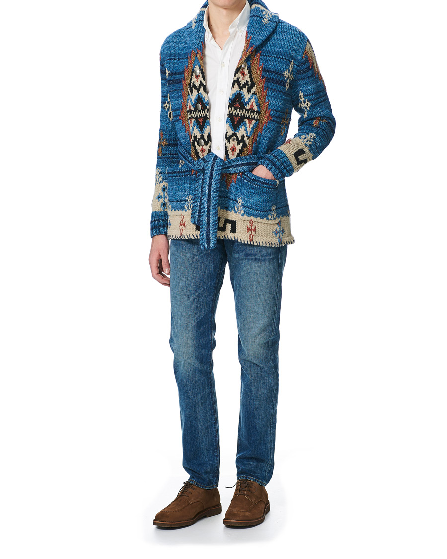 Herr | Tröjor | RRL | Ranch Belted Shawl Cardigan Indigo/Cream