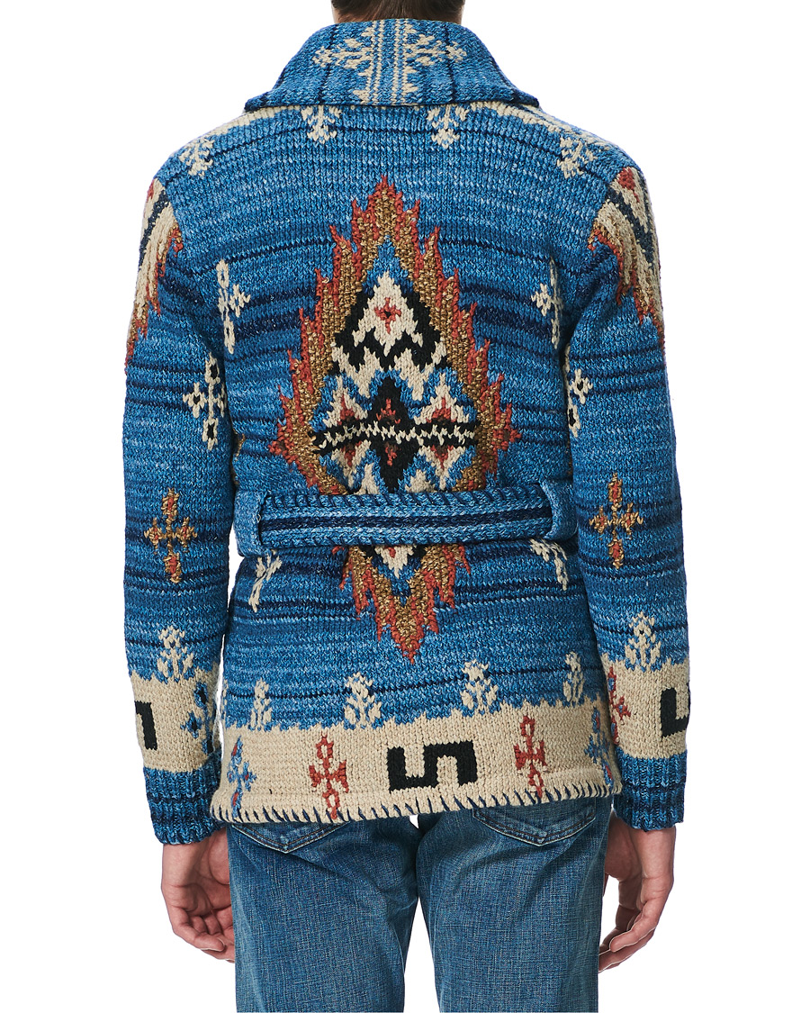 Herr | Tröjor | RRL | Ranch Belted Shawl Cardigan Indigo/Cream