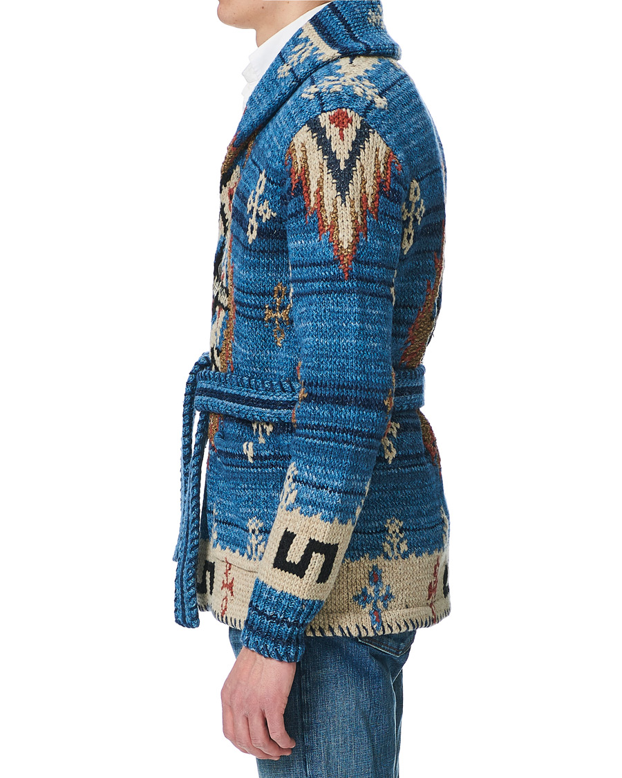 Herr | Tröjor | RRL | Ranch Belted Shawl Cardigan Indigo/Cream