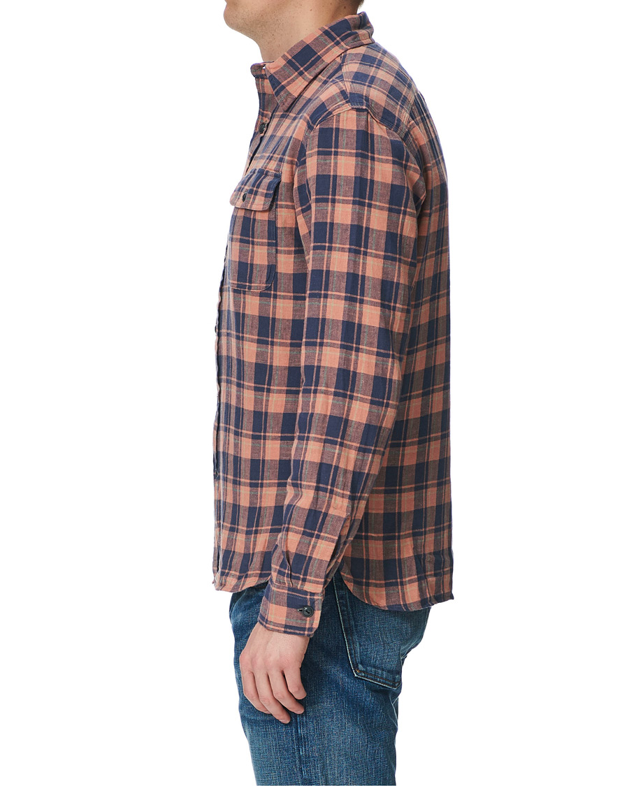 Herr | Skjortor | RRL | Cotton/Linen Matlock Workshirt Coral/Blue