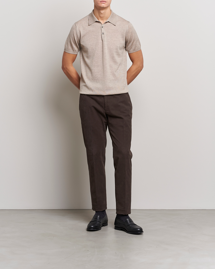 Herr | Pikéer | Morris Heritage | Short Sleeve Knitted Polo Shirt Khaki