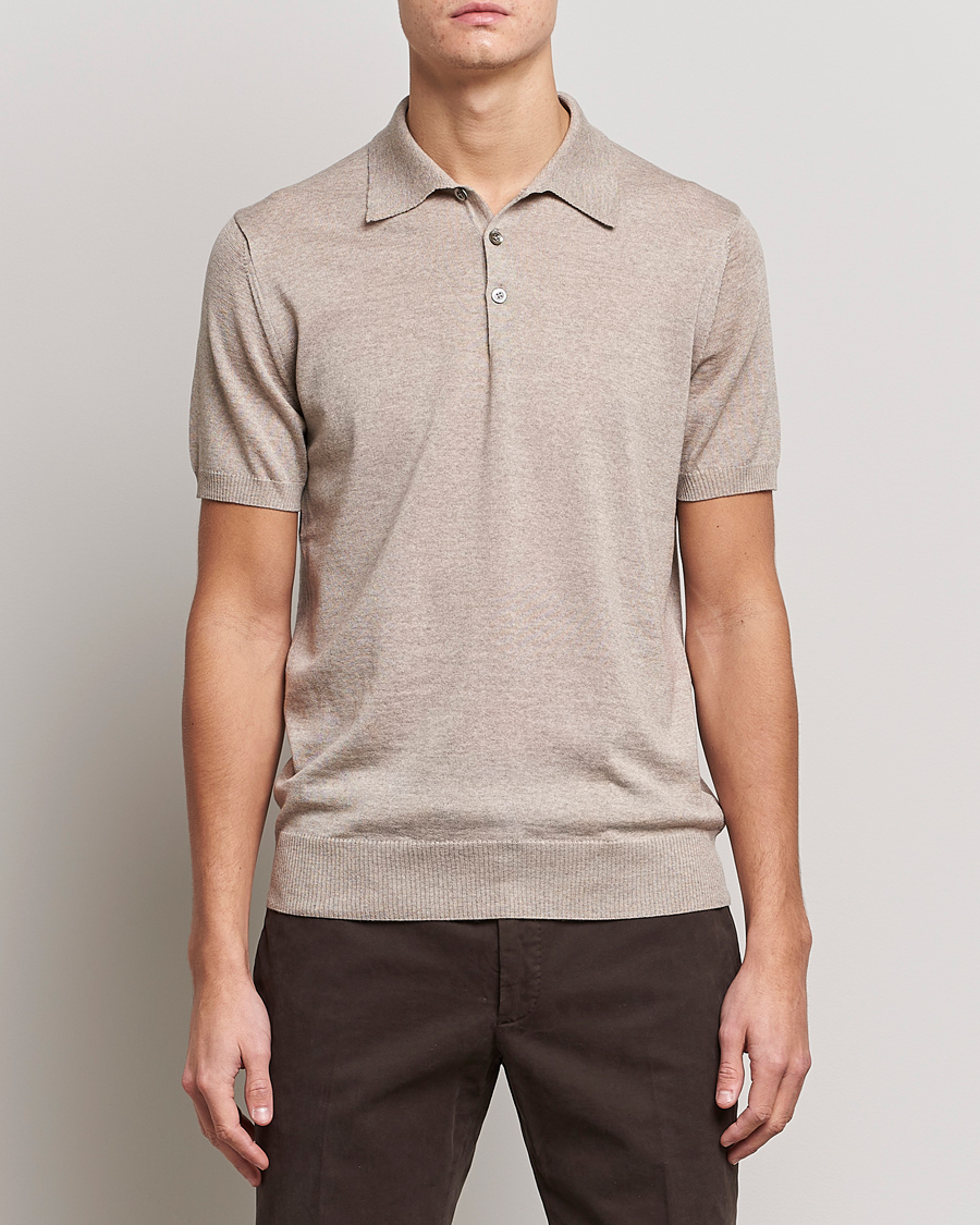 Herr | Pikéer | Morris Heritage | Short Sleeve Knitted Polo Shirt Khaki