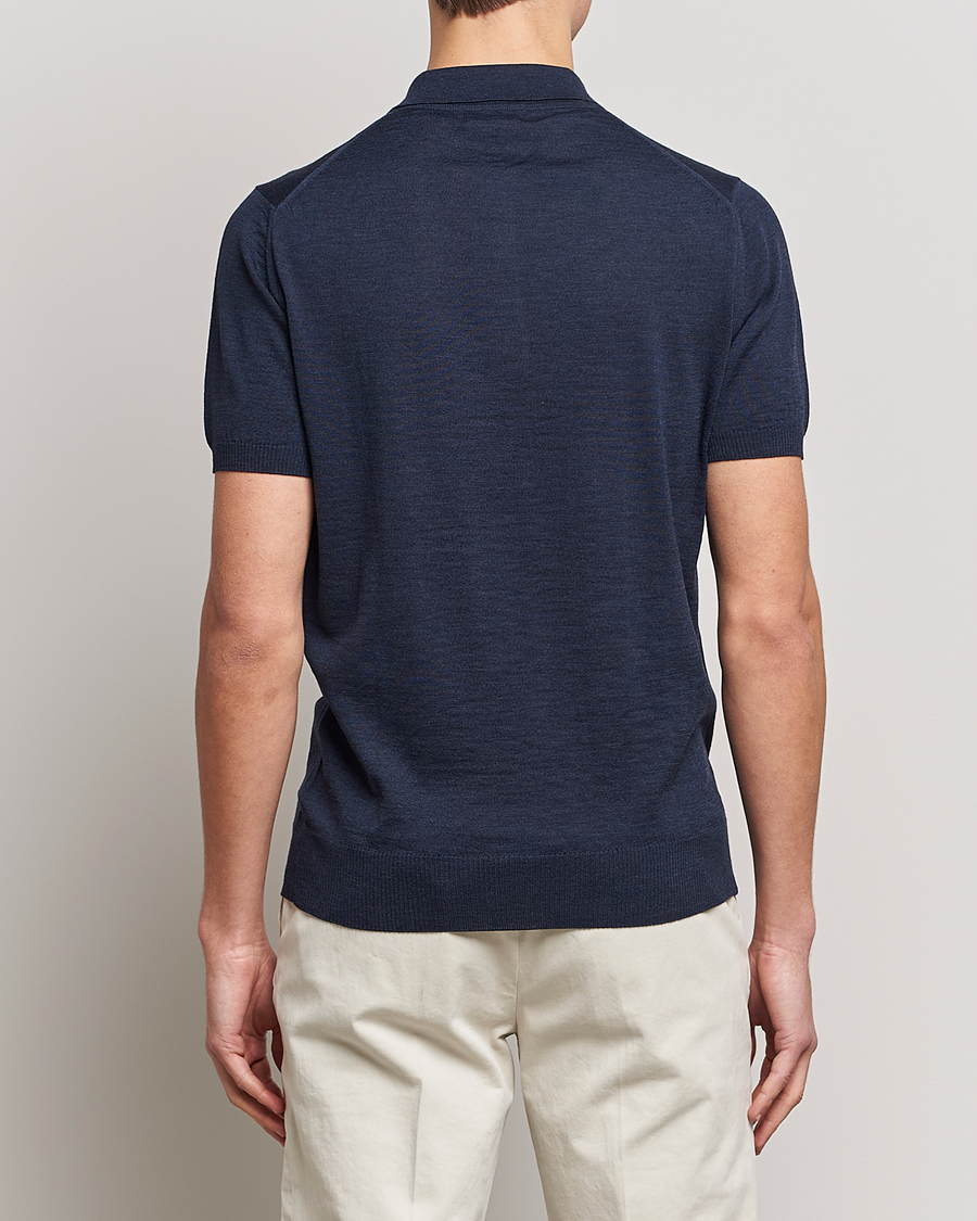 Herr | Pikéer | Morris Heritage | Short Sleeve Knitted Polo Shirt Navy