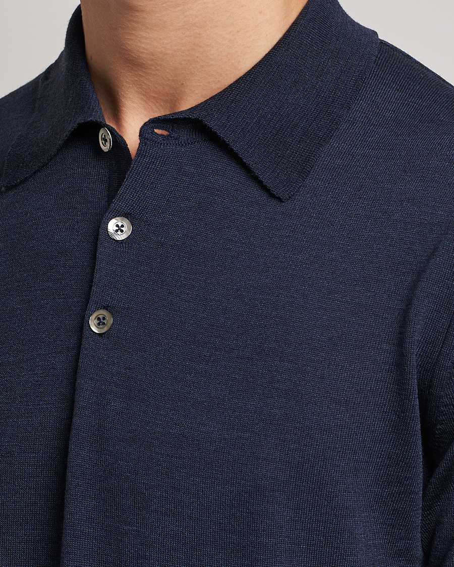 Herr | Pikéer | Morris Heritage | Short Sleeve Knitted Polo Shirt Navy