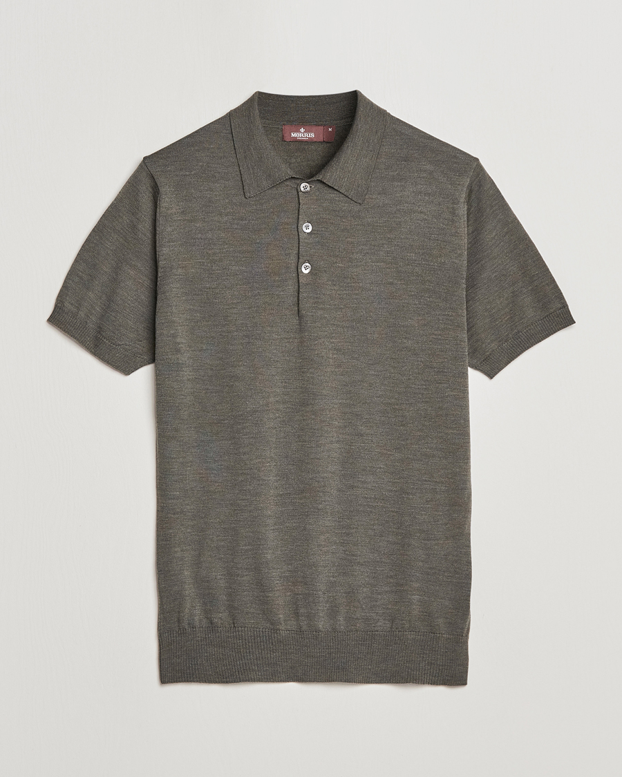 Herr | Pikéer | Morris Heritage | Short Sleeve Knitted Polo Shirt Olive Green