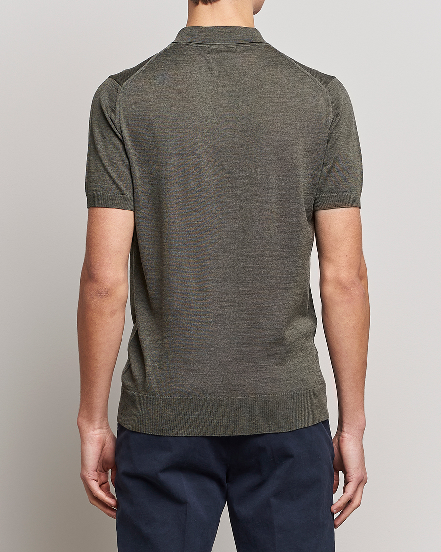 Herr | Pikéer | Morris Heritage | Short Sleeve Knitted Polo Shirt Olive Green