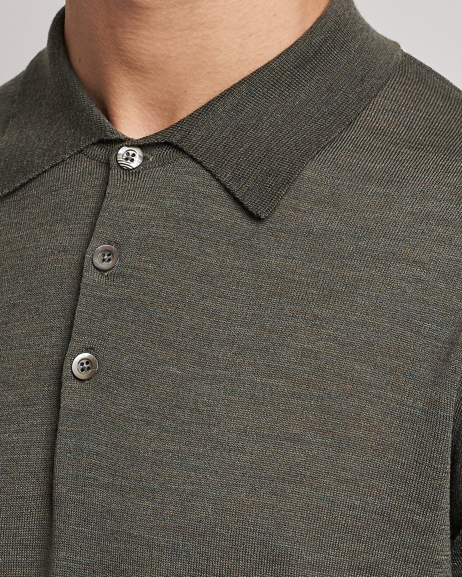 Herr | Pikéer | Morris Heritage | Short Sleeve Knitted Polo Shirt Olive Green