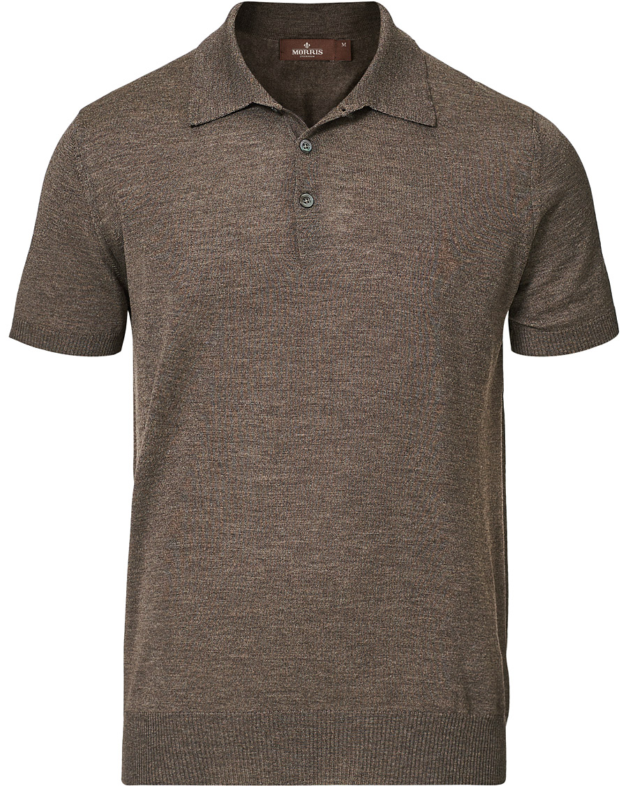 Herr | Pikéer | Morris Heritage | Short Sleeve Knitted Polo Shirt Brown