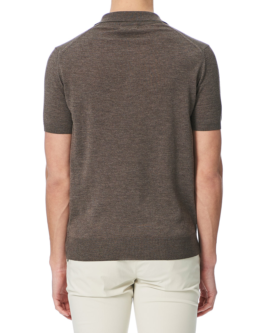Herr | Pikéer | Morris Heritage | Short Sleeve Knitted Polo Shirt Brown
