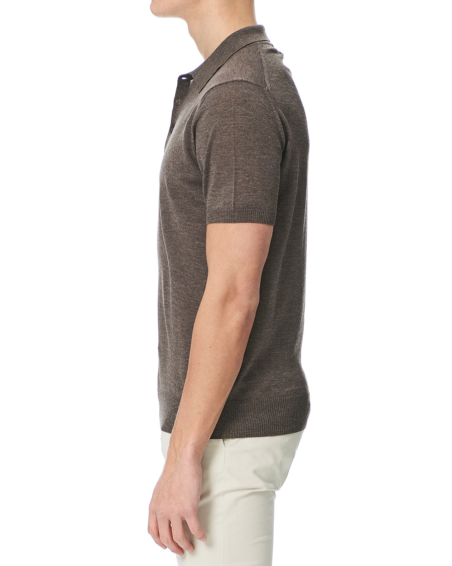 Herr | Pikéer | Morris Heritage | Short Sleeve Knitted Polo Shirt Brown