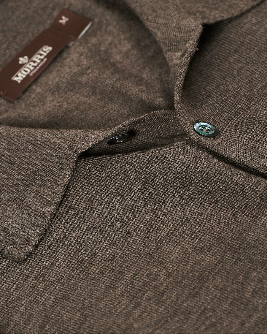 Herr | Pikéer | Morris Heritage | Short Sleeve Knitted Polo Shirt Brown