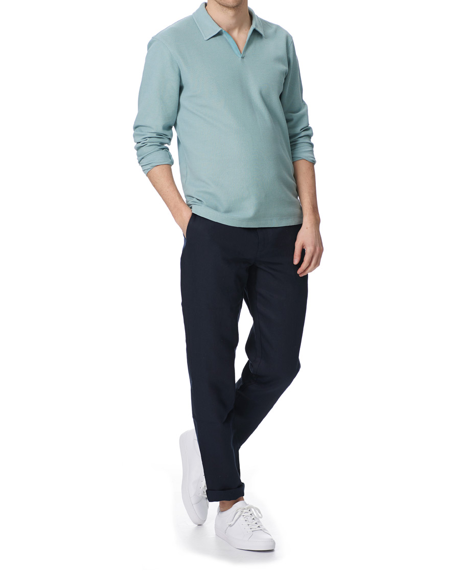 Herr | Tröjor | Orlebar Brown | Felix Long Sleeve Waffle Polo Mineral