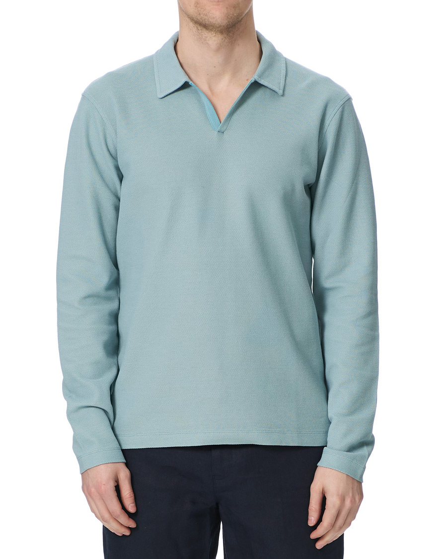 Herr | Tröjor | Orlebar Brown | Felix Long Sleeve Waffle Polo Mineral