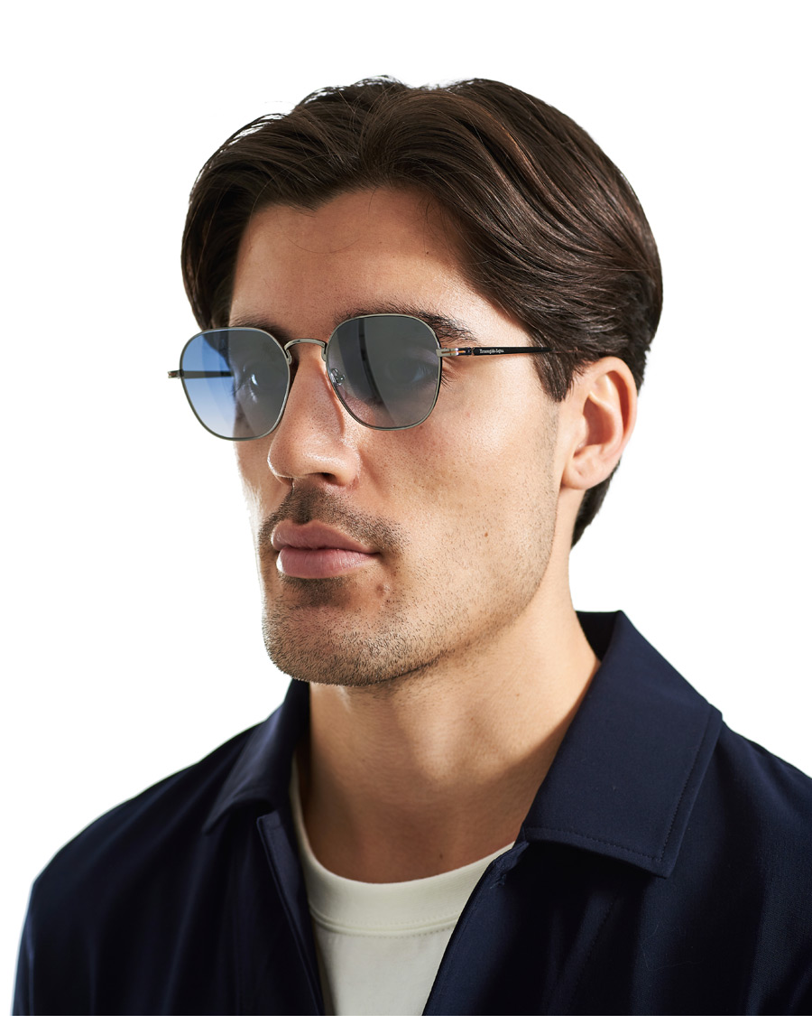Herr | Pilotsolglasögon | Ermenegildo Zegna | EZ0174 Sunglasses Shiny Palladium/Blue Mirror