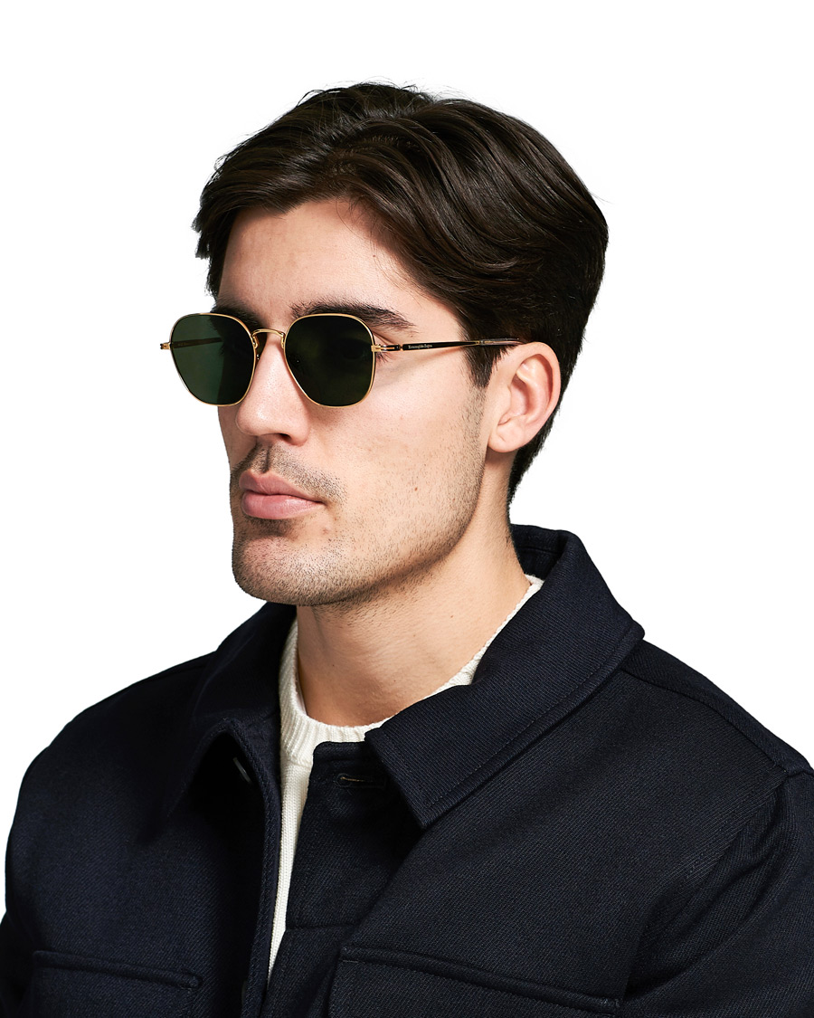 Herr | Pilotsolglasögon | Ermenegildo Zegna | EZ0174 Sunglasses Shiny Deep Gold/Green