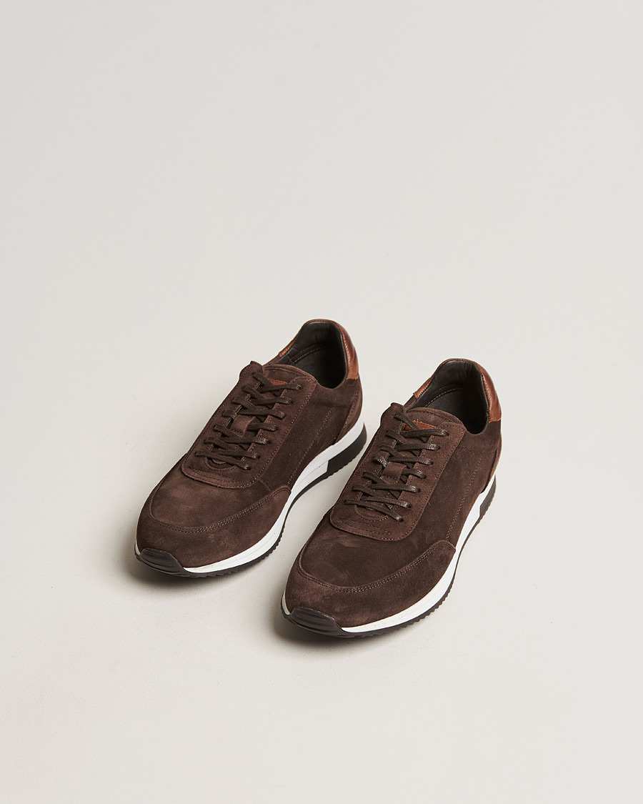 Herr | Skor | Design Loake | Loake 1880 Bannister Running Sneaker Dark Brown Suede