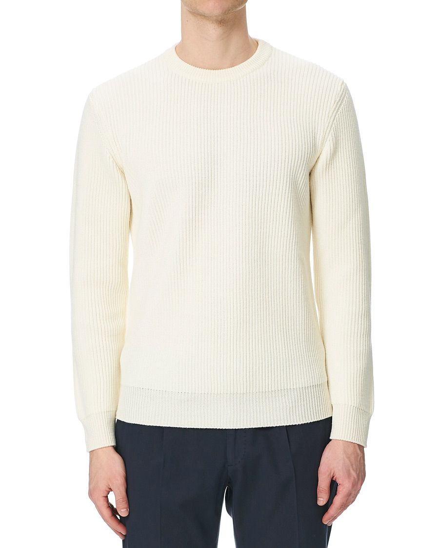 Herr | | Altea | Rib Stitch Crew Neck Off White