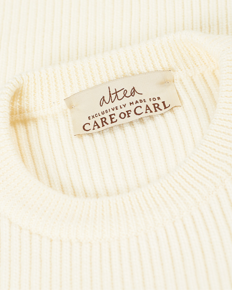 Herr | Tröjor | Altea | Rib Stitch Crew Neck Off White