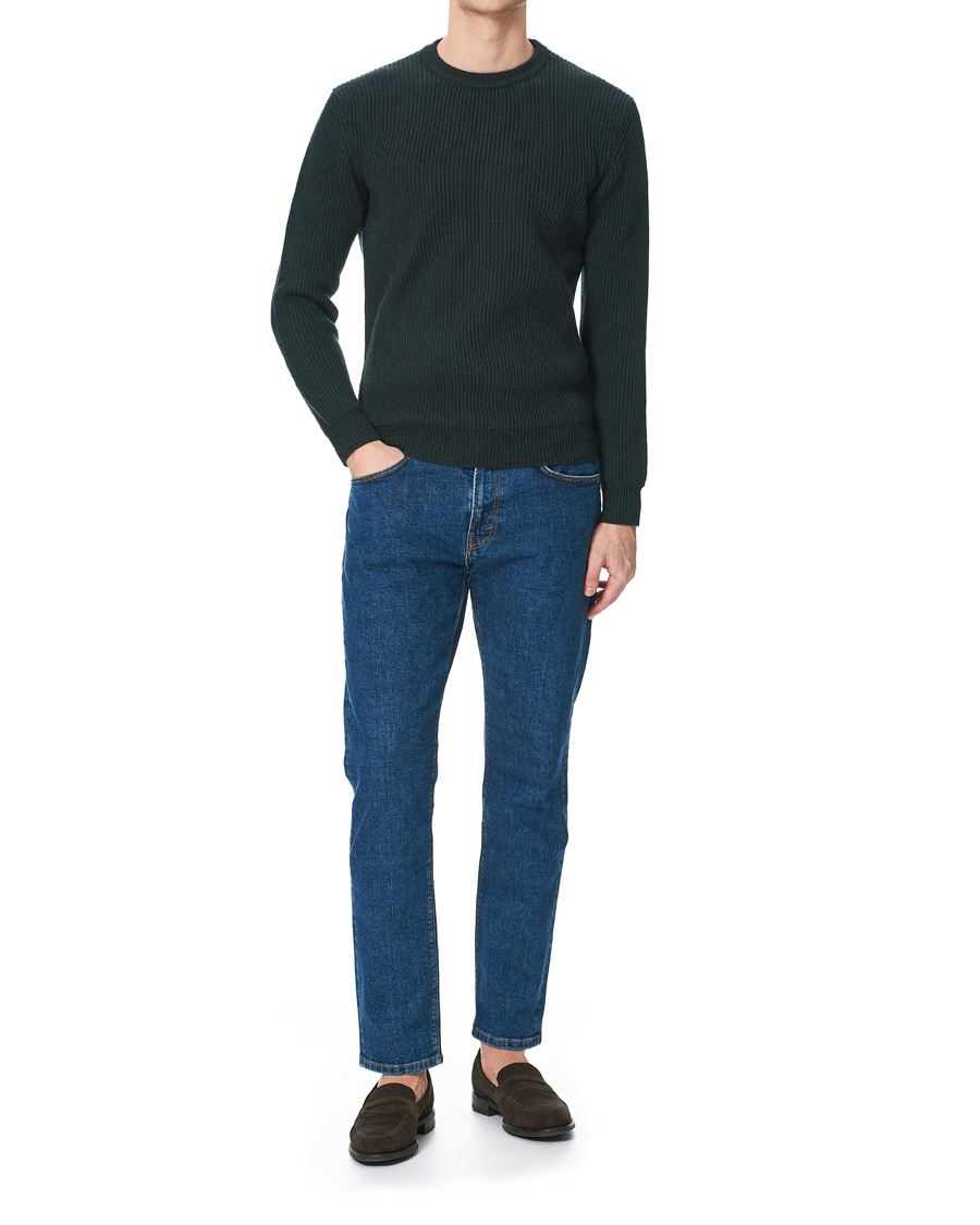 Herr | Tröjor | Altea | Rib Stitch Crew Neck Dark Green