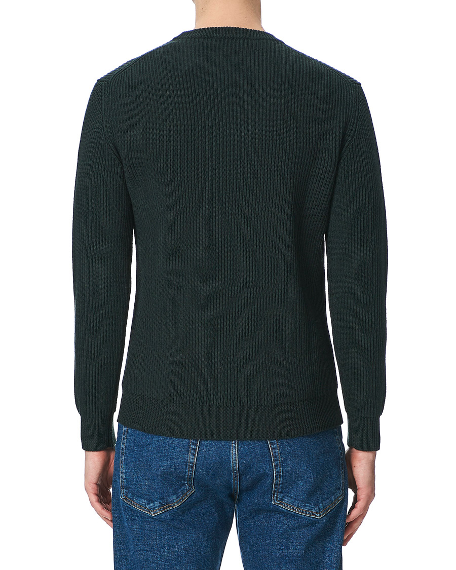 Herr | Tröjor | Altea | Rib Stitch Crew Neck Dark Green