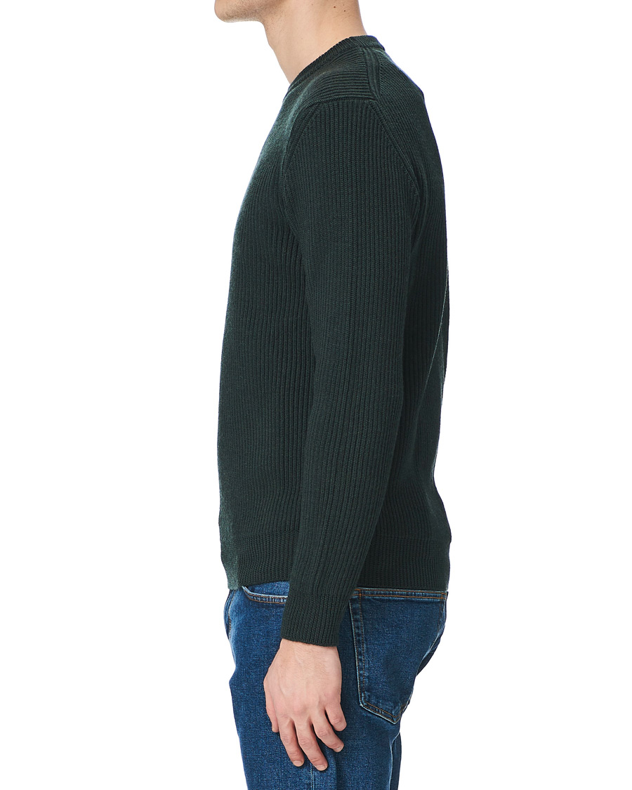 Herr | Tröjor | Altea | Rib Stitch Crew Neck Dark Green