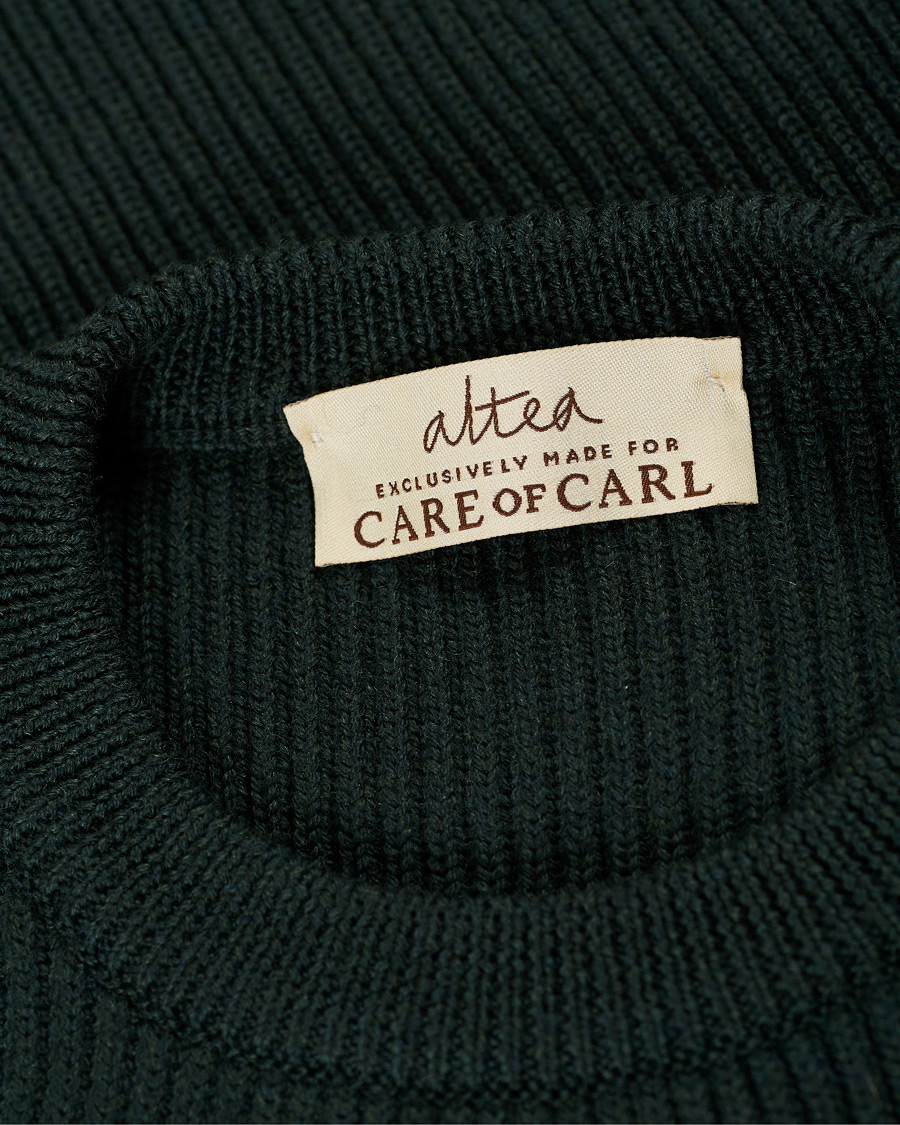 Herr | Tröjor | Altea | Rib Stitch Crew Neck Dark Green