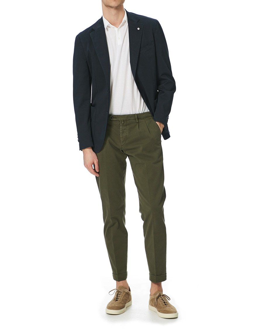 Herr | Byxor | Briglia 1949 | Easy Fit Pleated Cotton Chinos Olive