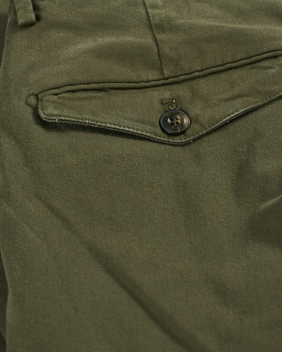 Herr | Byxor | Briglia 1949 | Easy Fit Pleated Cotton Chinos Olive