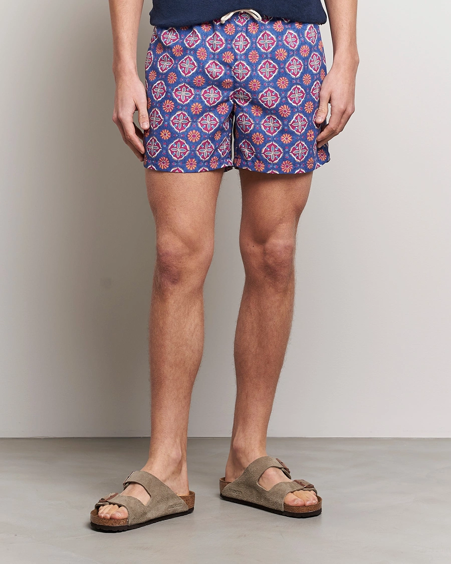 Herr | Snörade Badbyxor | Ripa Ripa | Maestrale Printed Swimshorts Blue/Red