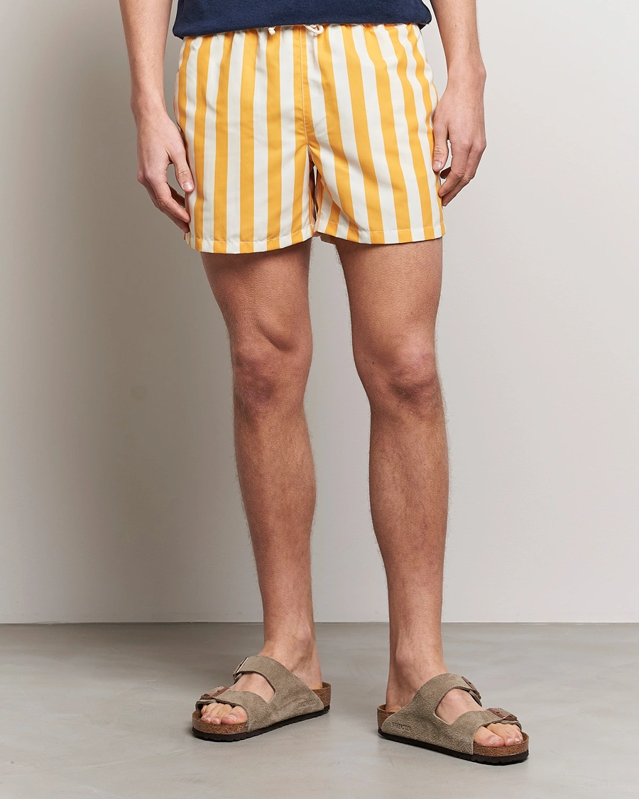 Herr | Snörade Badbyxor | Ripa Ripa | Paraggi Striped Swimshorts Yellow/White