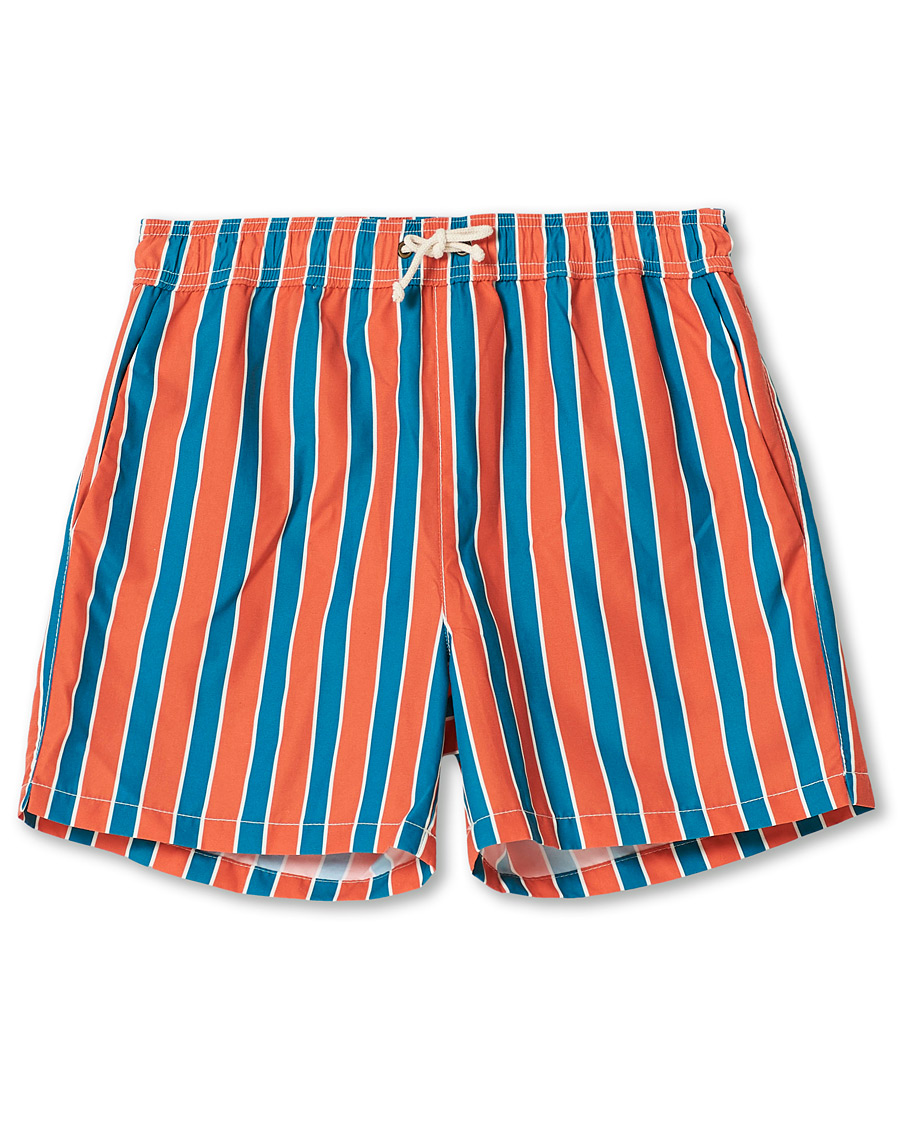 Herr | Badbyxor | Ripa Ripa | Monterosso Striped Swimshorts Green/Orange