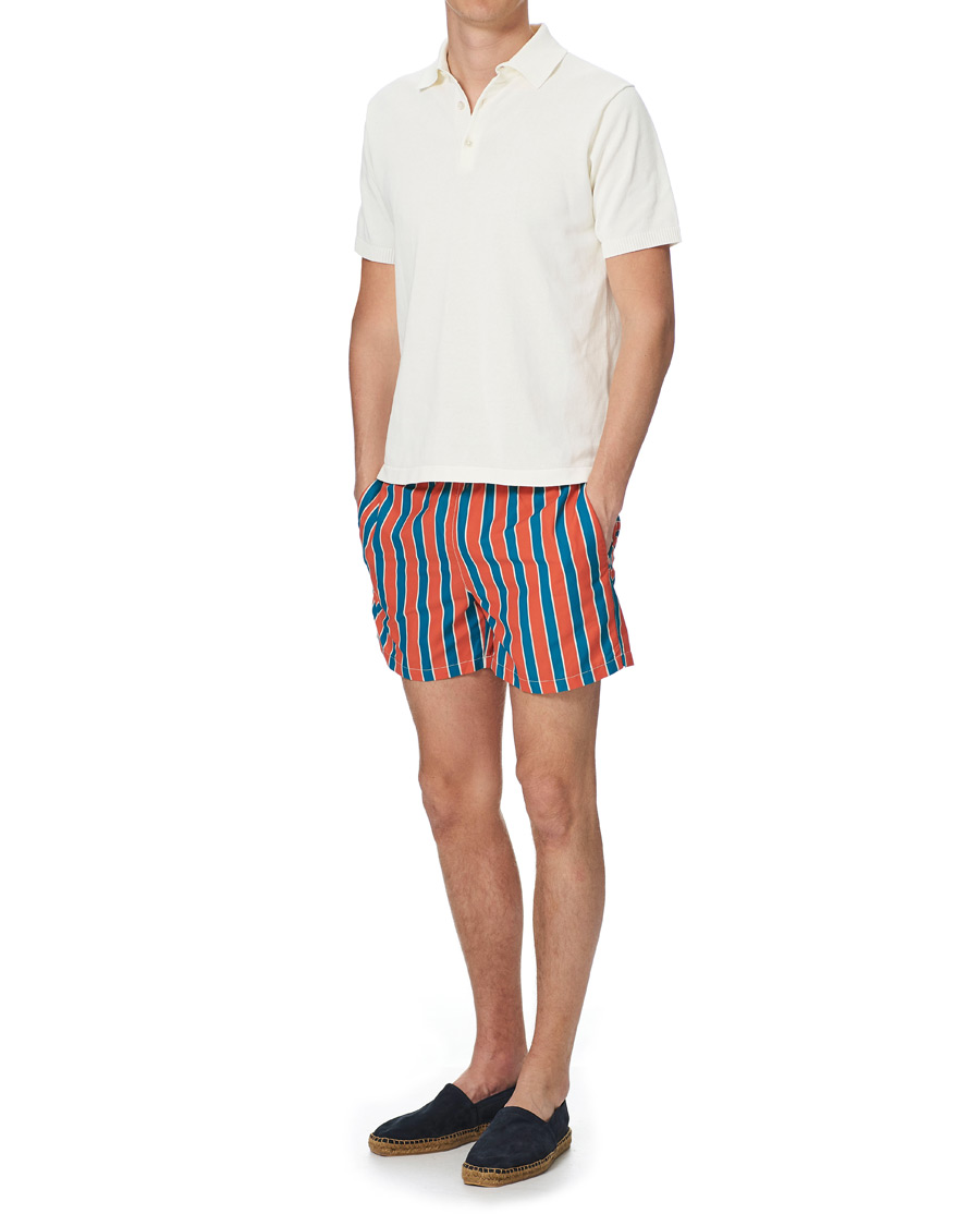 Herr | Badbyxor | Ripa Ripa | Monterosso Striped Swimshorts Green/Orange
