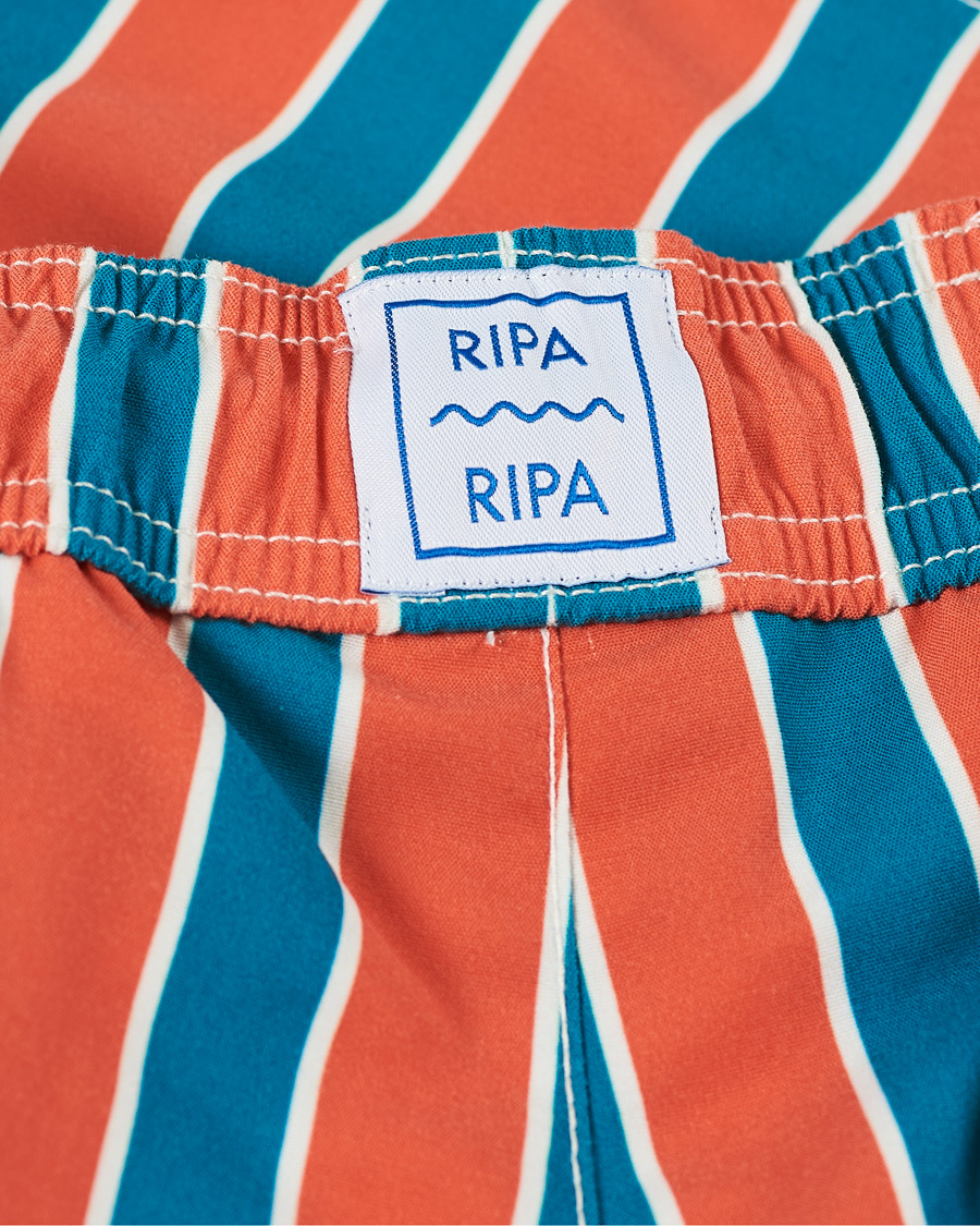 Herr | Badbyxor | Ripa Ripa | Monterosso Striped Swimshorts Green/Orange